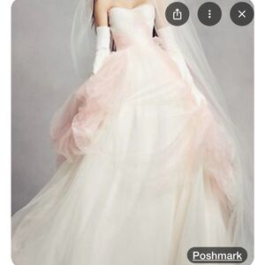 Vera Wang ombré Strapless Tulle Ball Gown with Blush Accents